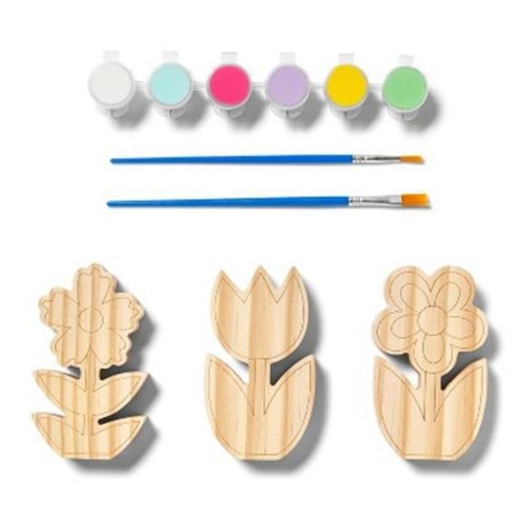 3pk Paint-Your-Own Wood Flowers Kit - Mondo Llama - Picture 3 of 4